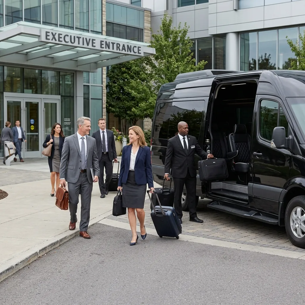 Buffalo Airport business travel transportation with Mercedes Sprinter Van for corporate groups